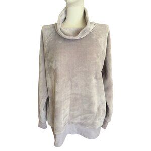 Gaiam Gray High Neck Long Sleeve Soft Plush Pullover Yoga Lounge Top Women Sz L